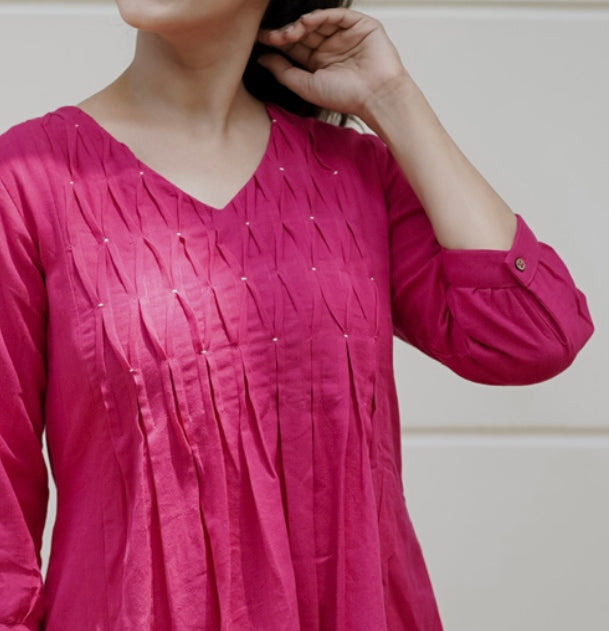Rani Pink Khadi Cotton Dress