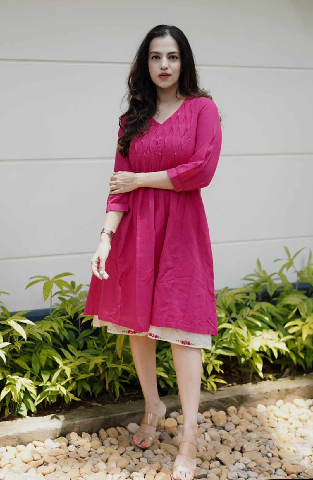 Rani Pink Khadi Cotton Dress