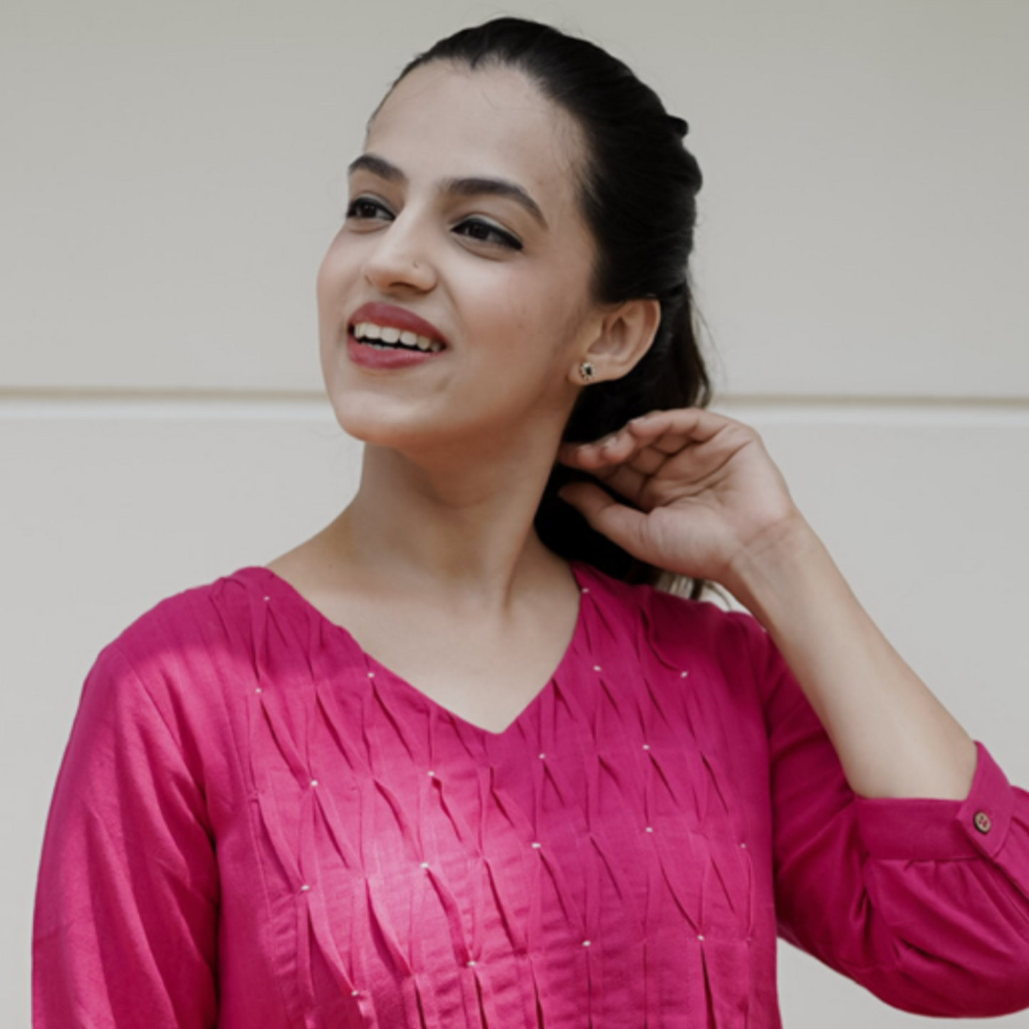 Rani Pink Khadi Cotton Dress