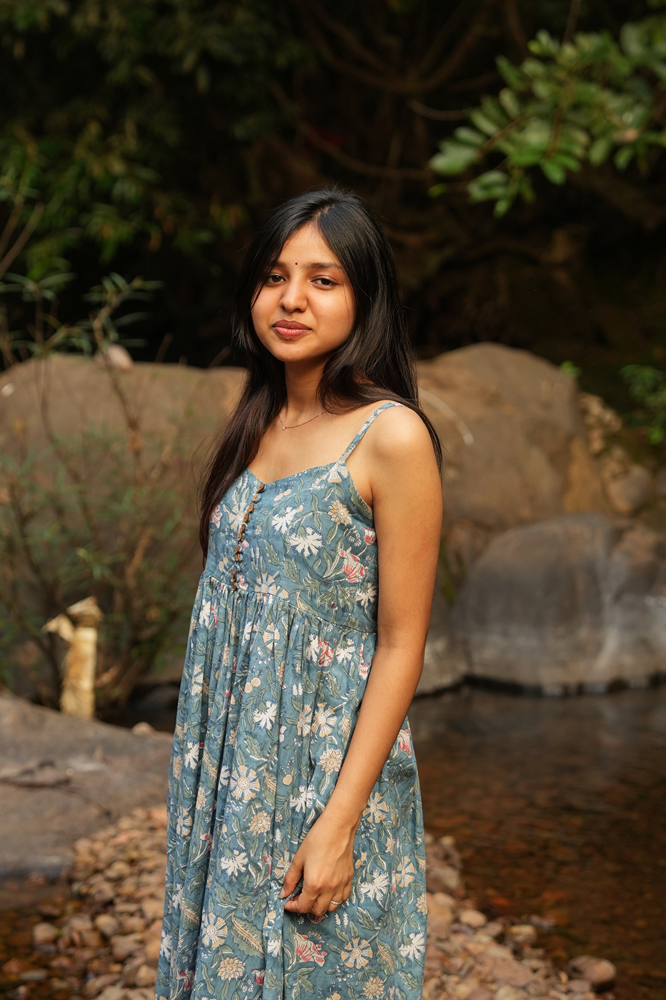 Shop our cotton maxi sundresses! Handcrafted, hand-block printed, with adjustable straps, smocked back, side slit, and pocket. Cool and stylish for summer.