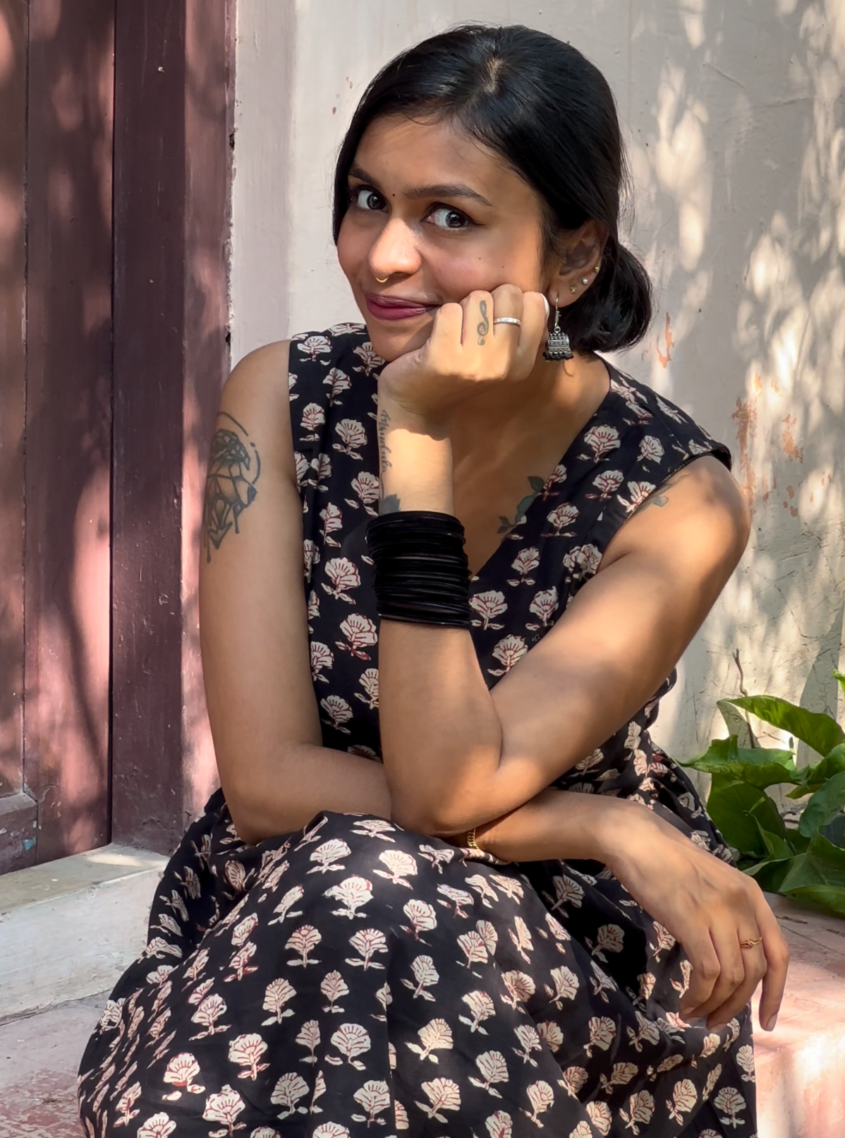 Our cotton hand block printed black wrap dress. Enjoy the soft, breathable comfort of cotton with a stylish wrap design. Shop now!