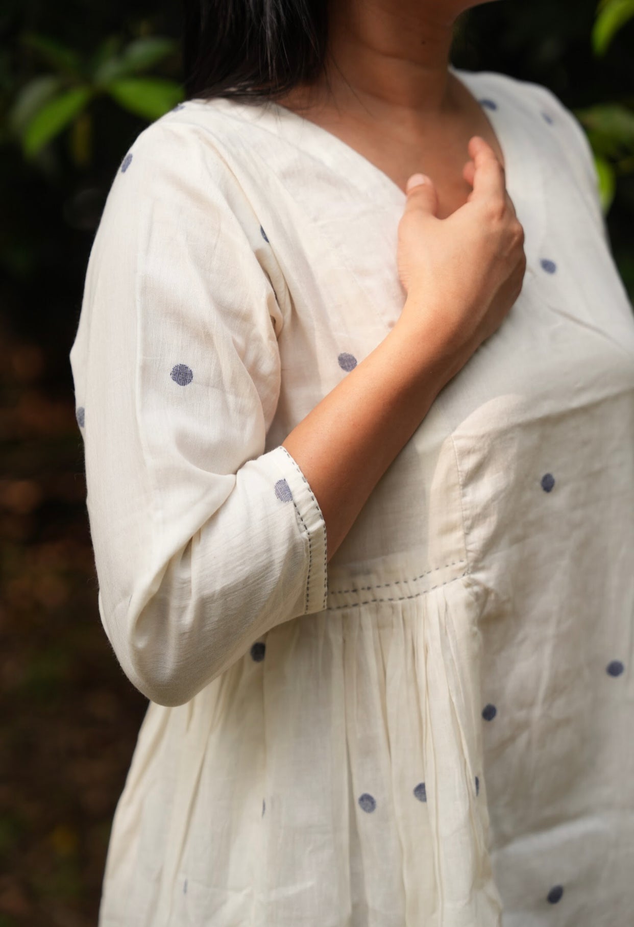White Handwoven Cotton Jamdani Dress