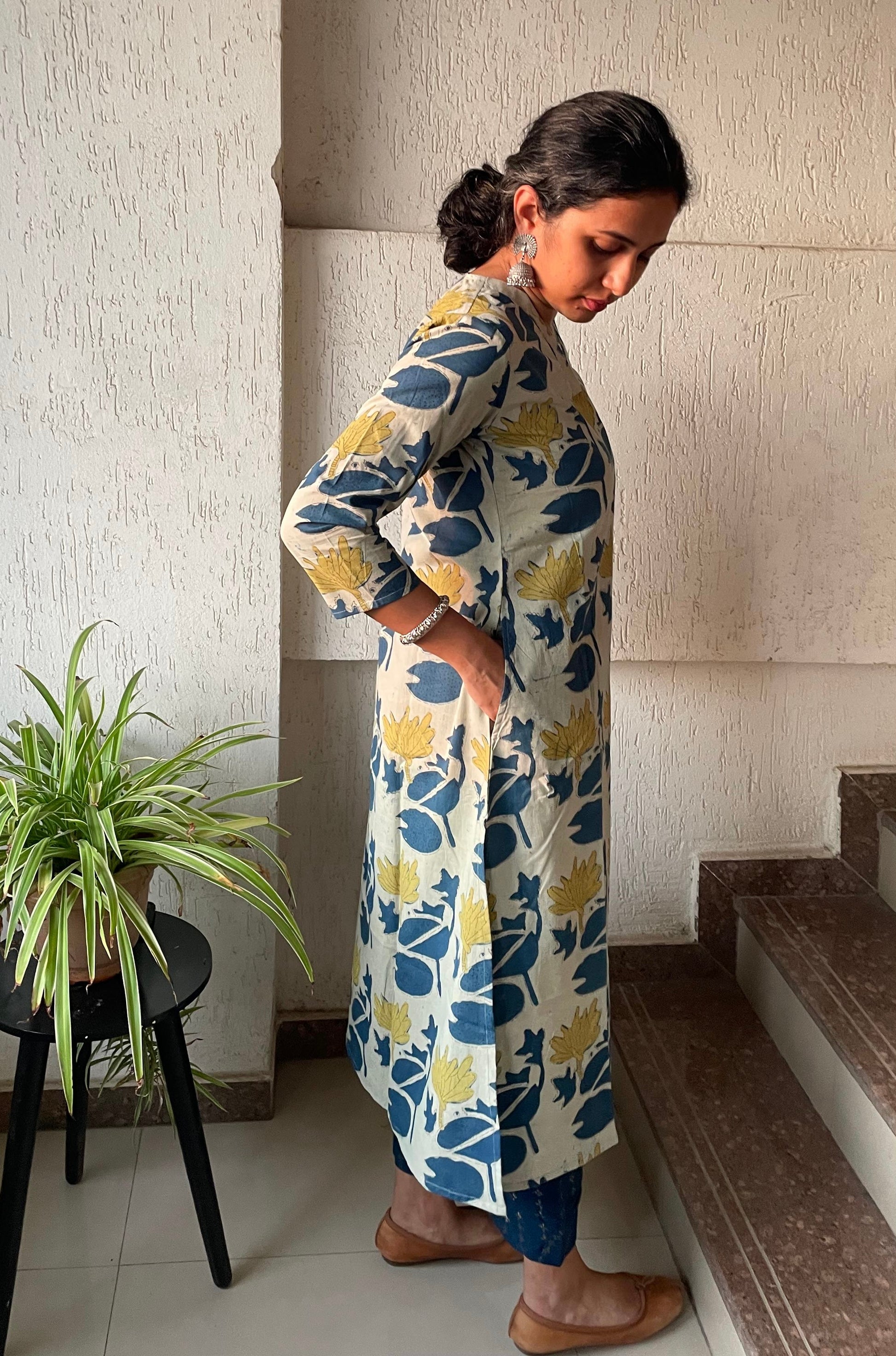 Shop this pure cotton ajrakh dabu printed kurta. Perfect mix of traditional craftsmanship and comfort.